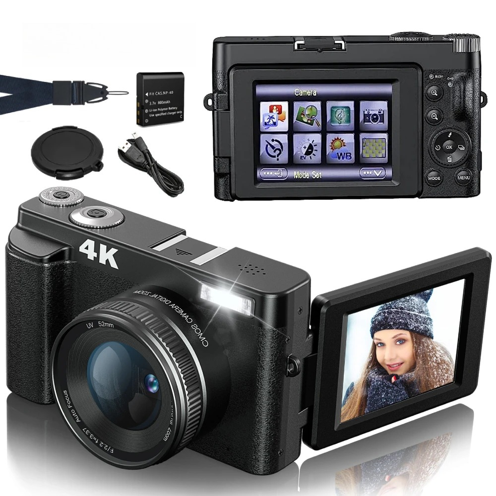 Beauty Makeup Camera - Kompaktowa kamera do vlogowania 4K 48MP,