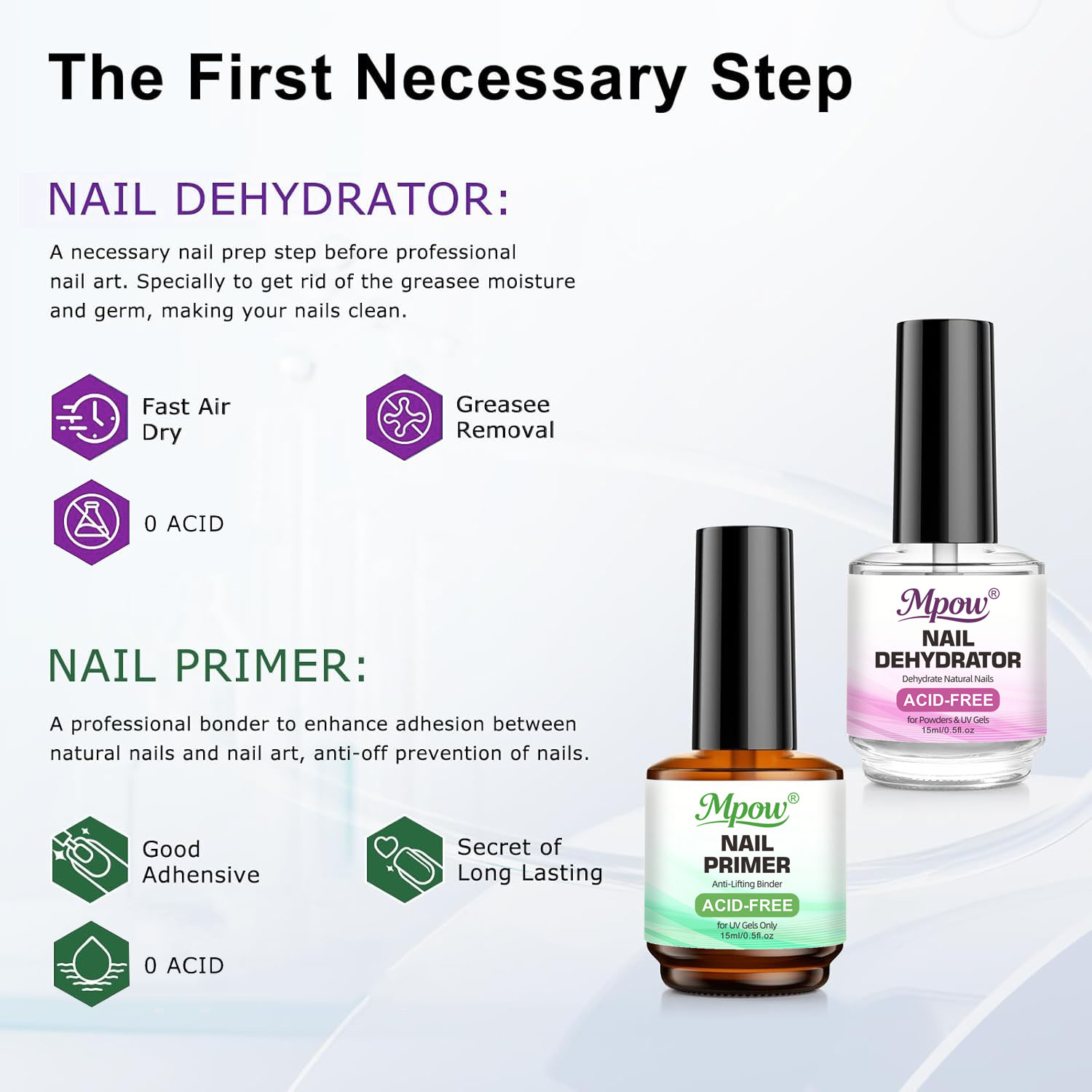 Mpow 1/2 szt. 15ml Dehydrator  – Nail Dehydrator Primer recenzja i cena